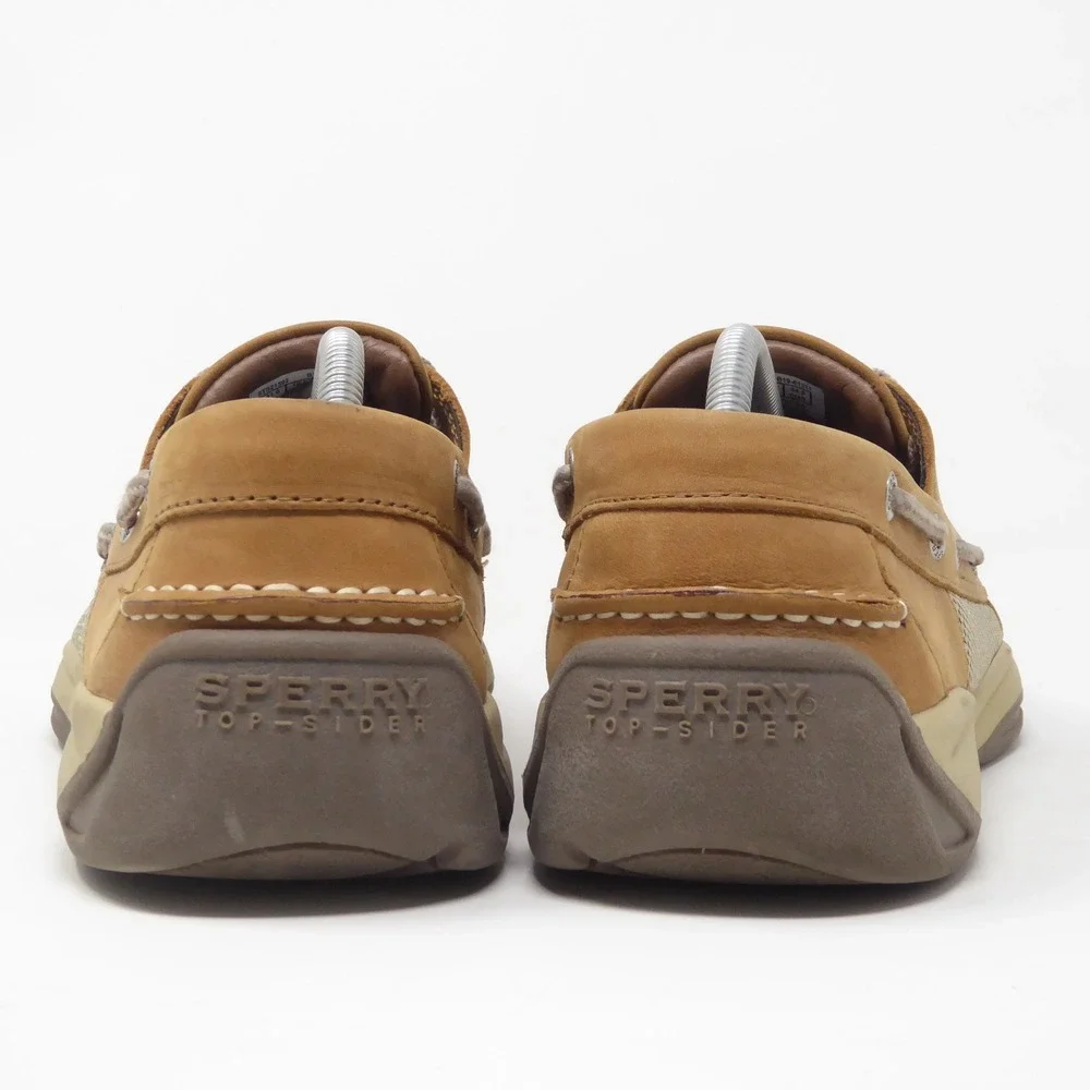 Sperry Mens Intrepid 2-Eye Boat Shoes Tan Leather Mesh STS21592 Size 11